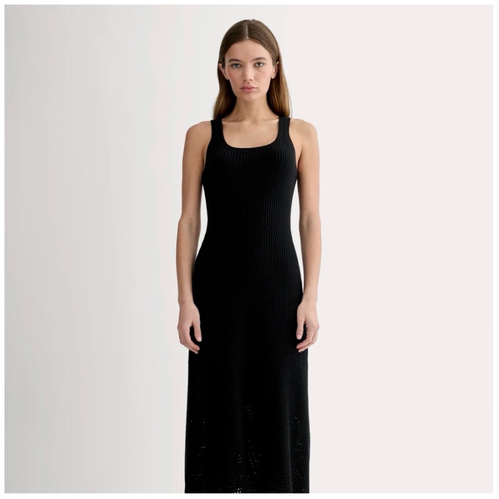 Everlane Black Crochet Knit Tank Maxi Dress